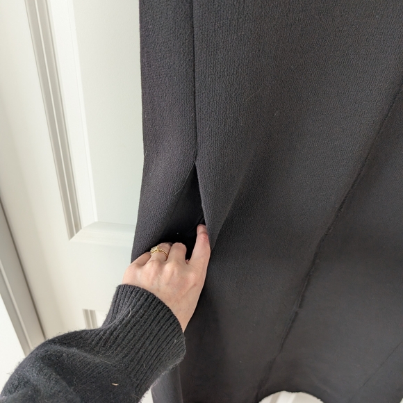 Tibi Black Melee Crepe V-Neck Dress With Organza Lining, 2 - Picture 8 of 14